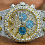 Multi Chrono Two Tone D Color VVS Moissanite Watch 