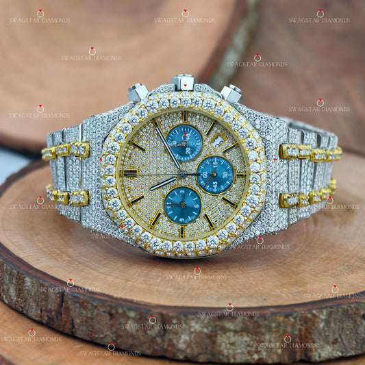 Multi Chrono Two Tone Moissanite Watch