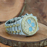 Multi Chrono Two Tone Moissanite Watch For Gift