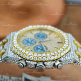 Multi Chrono Two Tone Moissanite Watch For Men