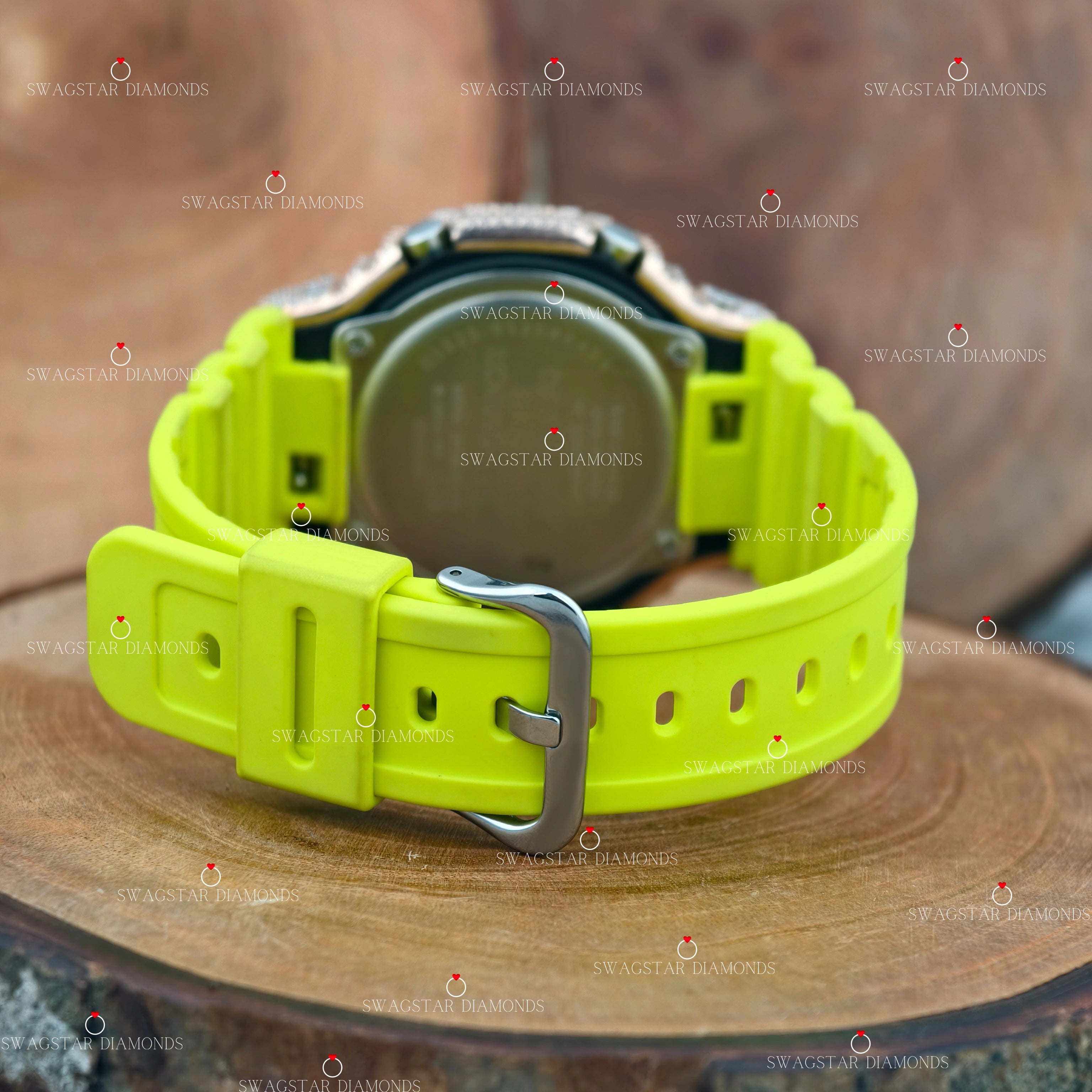 Neon Rubber Strap Moissanite Watch