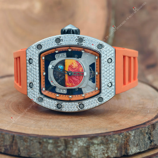 Orange Belt Moissanite Watch