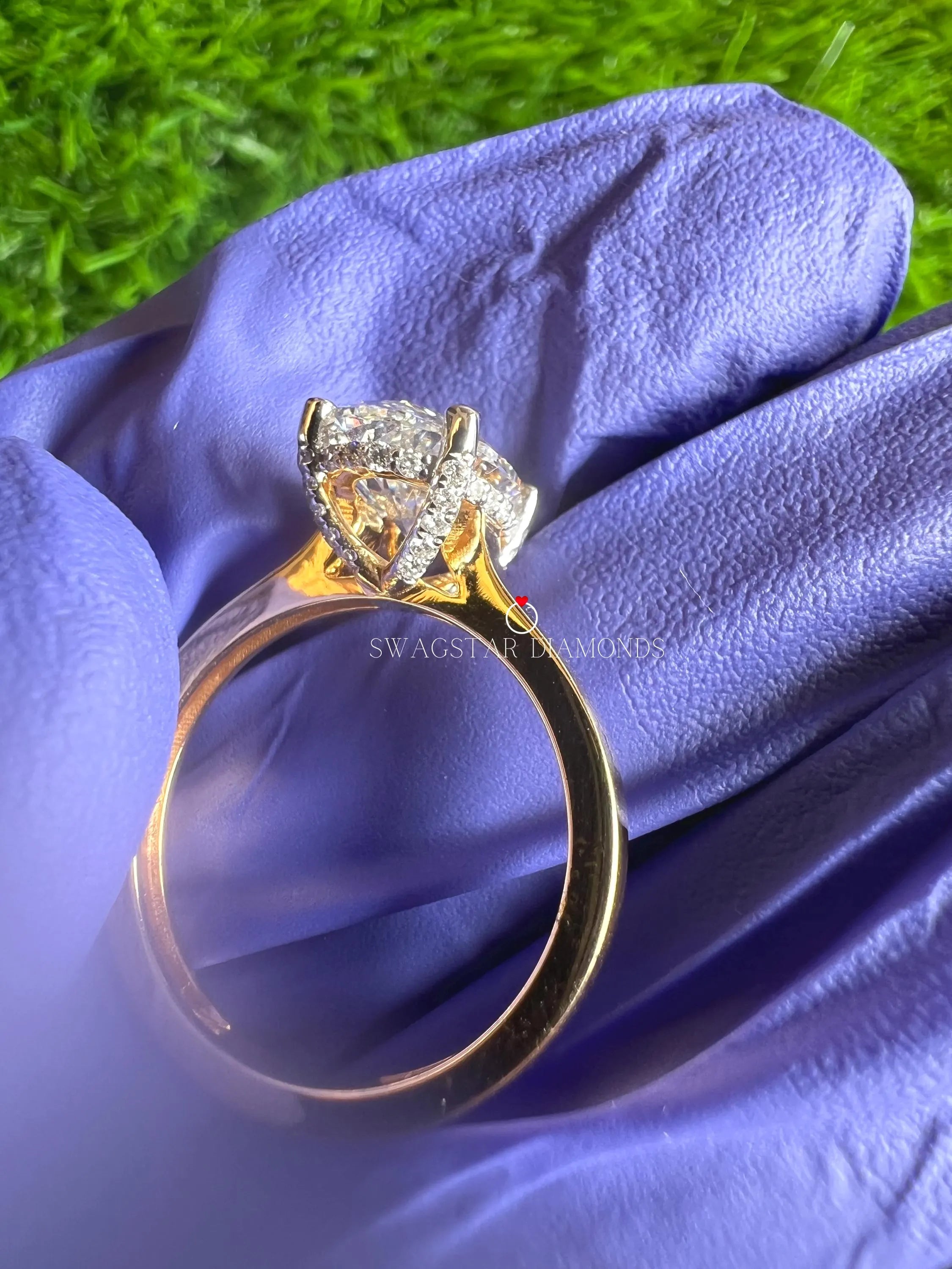 2 Carat Oval Cut Hidden Halo Lab Grown Diamond Engagement Ring Solitaire Ring For Her