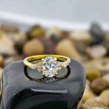 2 Carat Oval Cut Lab Diamond Ring Cluster Engagement Ring For Her In 14K Yellow Gold