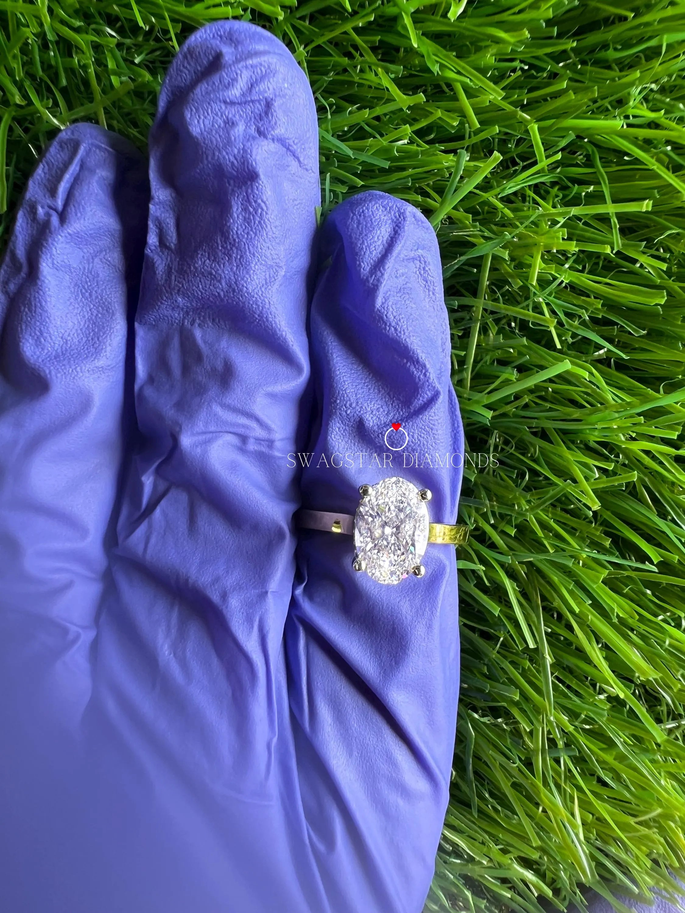 2 Carat Oval Cut Hidden Halo Lab Grown Diamond Engagement Ring Solitaire Ring For Her