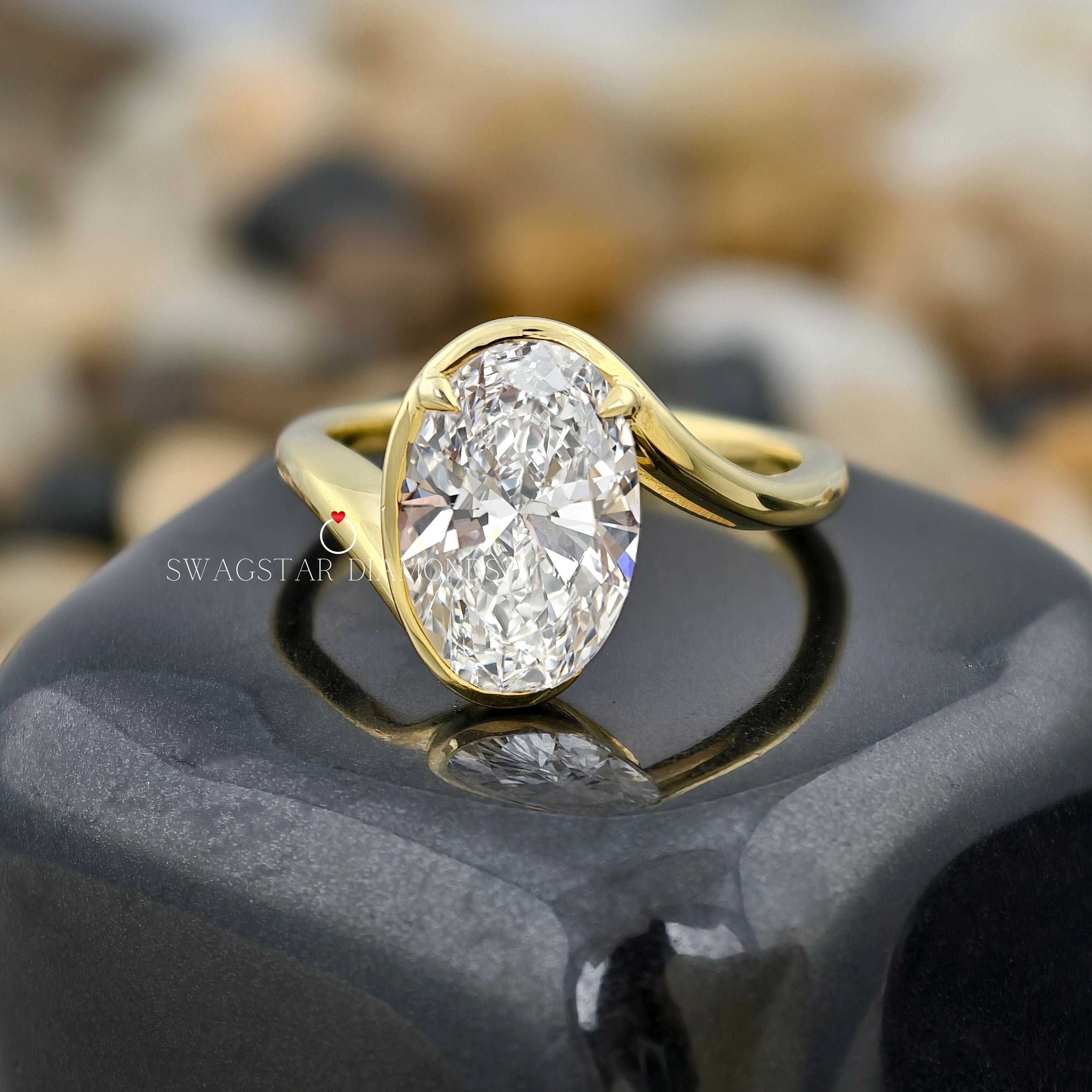 Oval Cut Bypass Engagement Ring 
