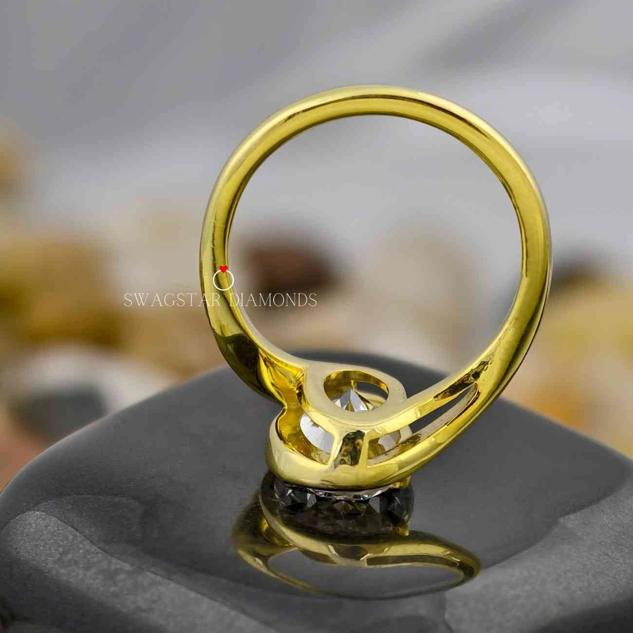 Oval Cut Bypass Setting Half Bezel Ring