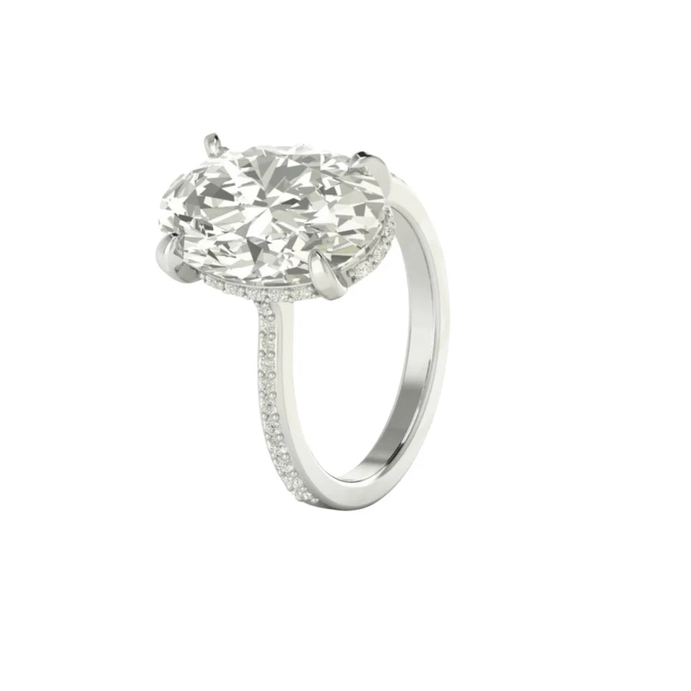 Oval Cut Hidden Halo Celebrity Engagement Ring