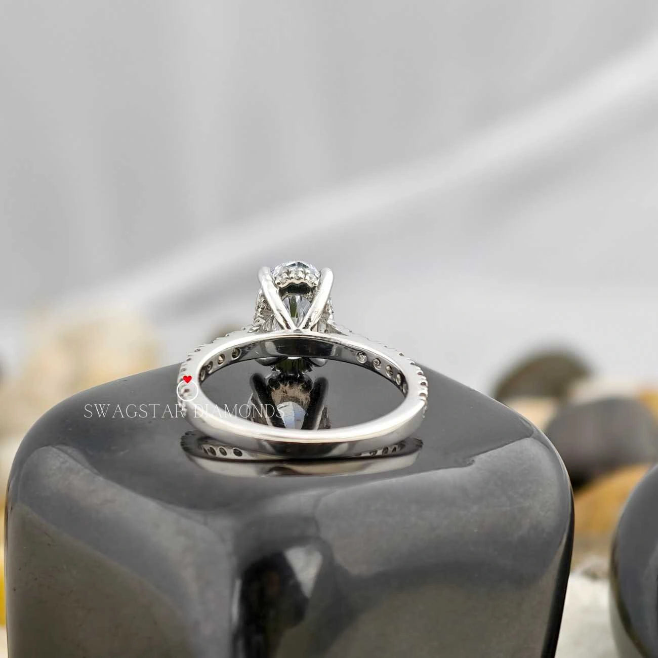 Oval Cut Hidden Halo Engagement Ring