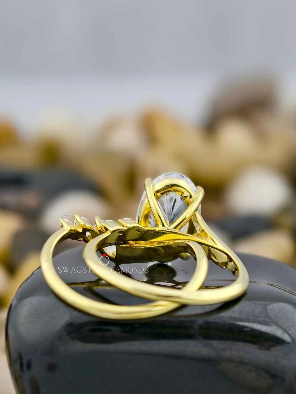 Oval Cut Lab Created Diamond Bridal Set Ring