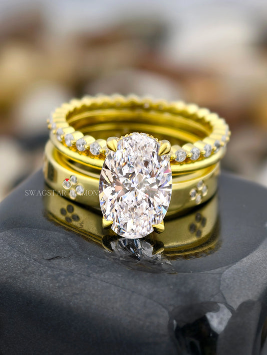 Oval Cut Lab Diamond Ring Set
