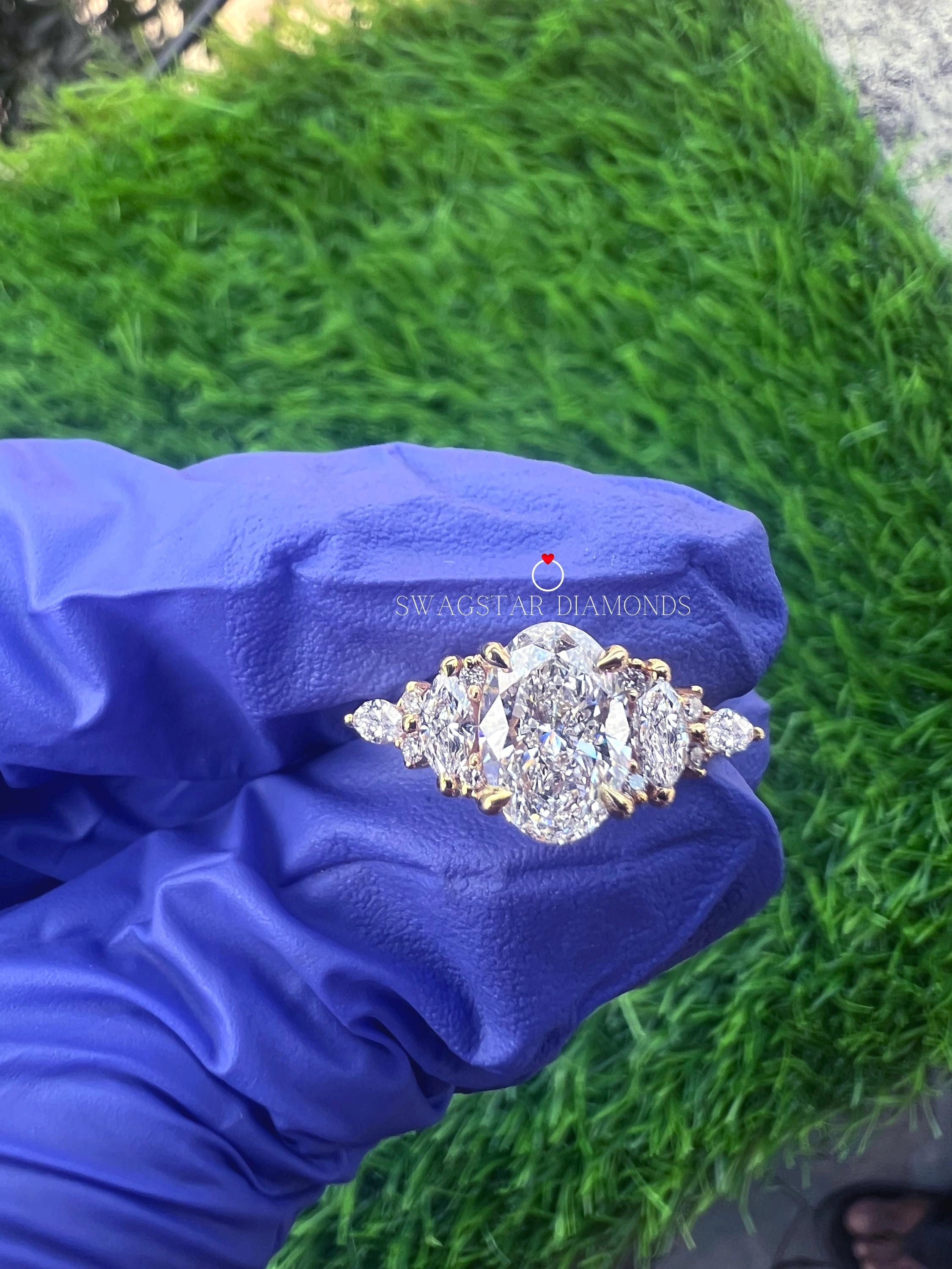 Oval Cut Lab Diamond Wedding Engagement Rings