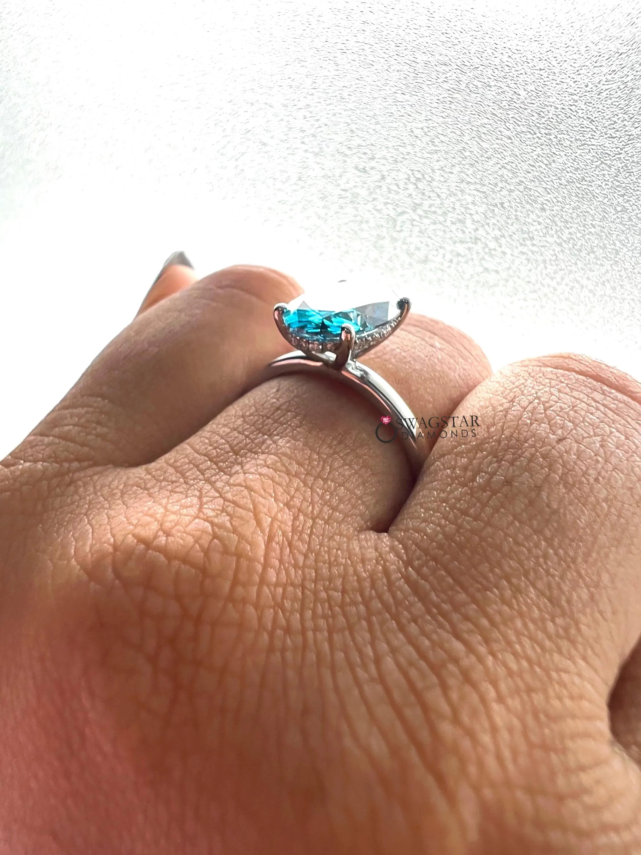 Oval Cut Lab Grown Diamond Hidden Halo Ring.