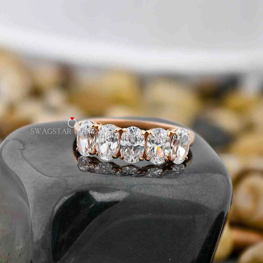 Oval Cut Lab Grown Diamond Wedding Band