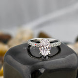 Oval Cut Solitaire Pave Ring