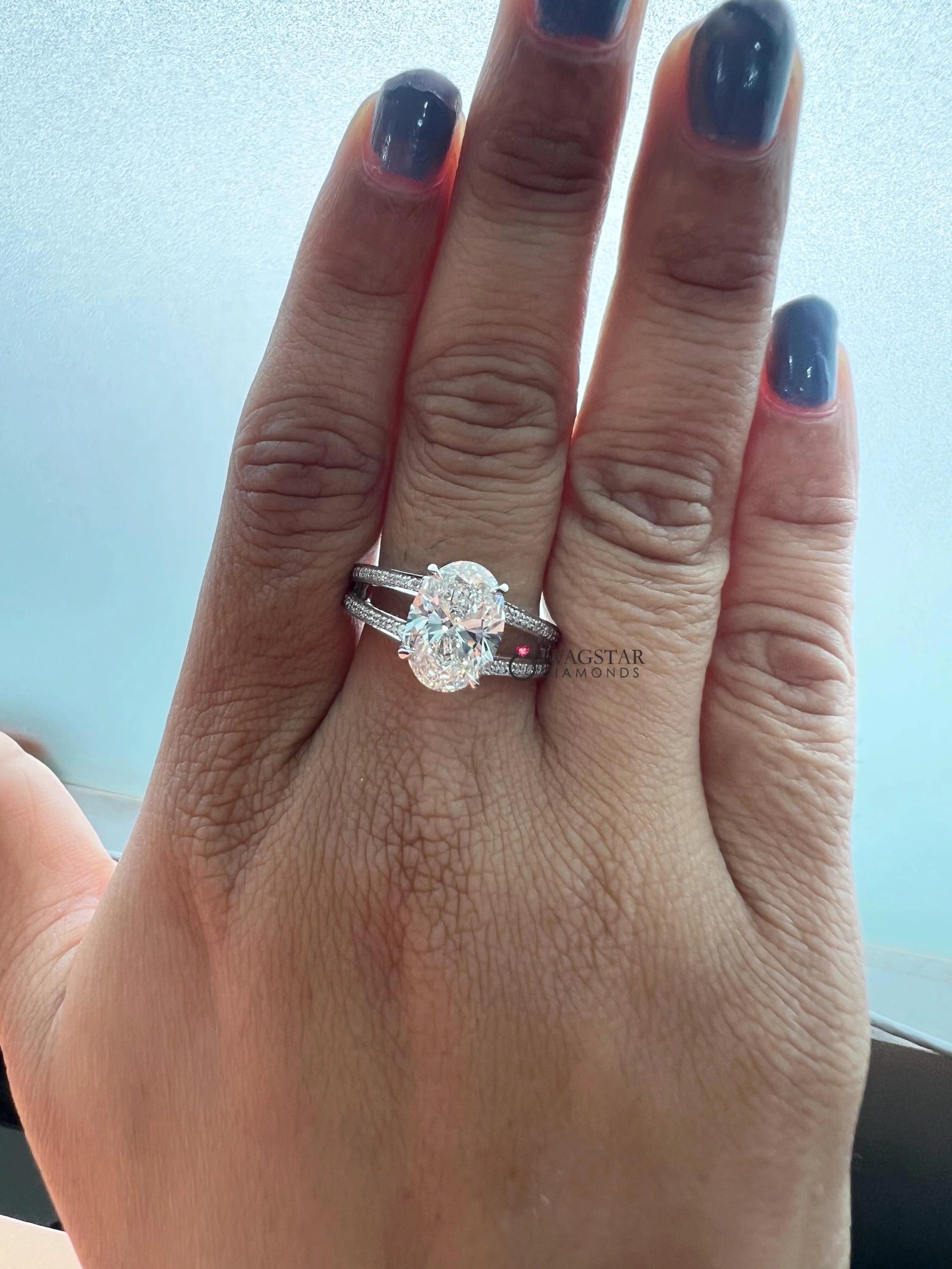 Oval Cut Split Shank Wedding Ring