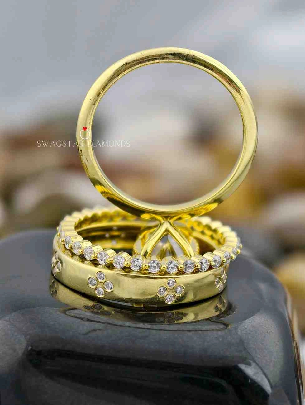 Oval Cut Three Ring Set