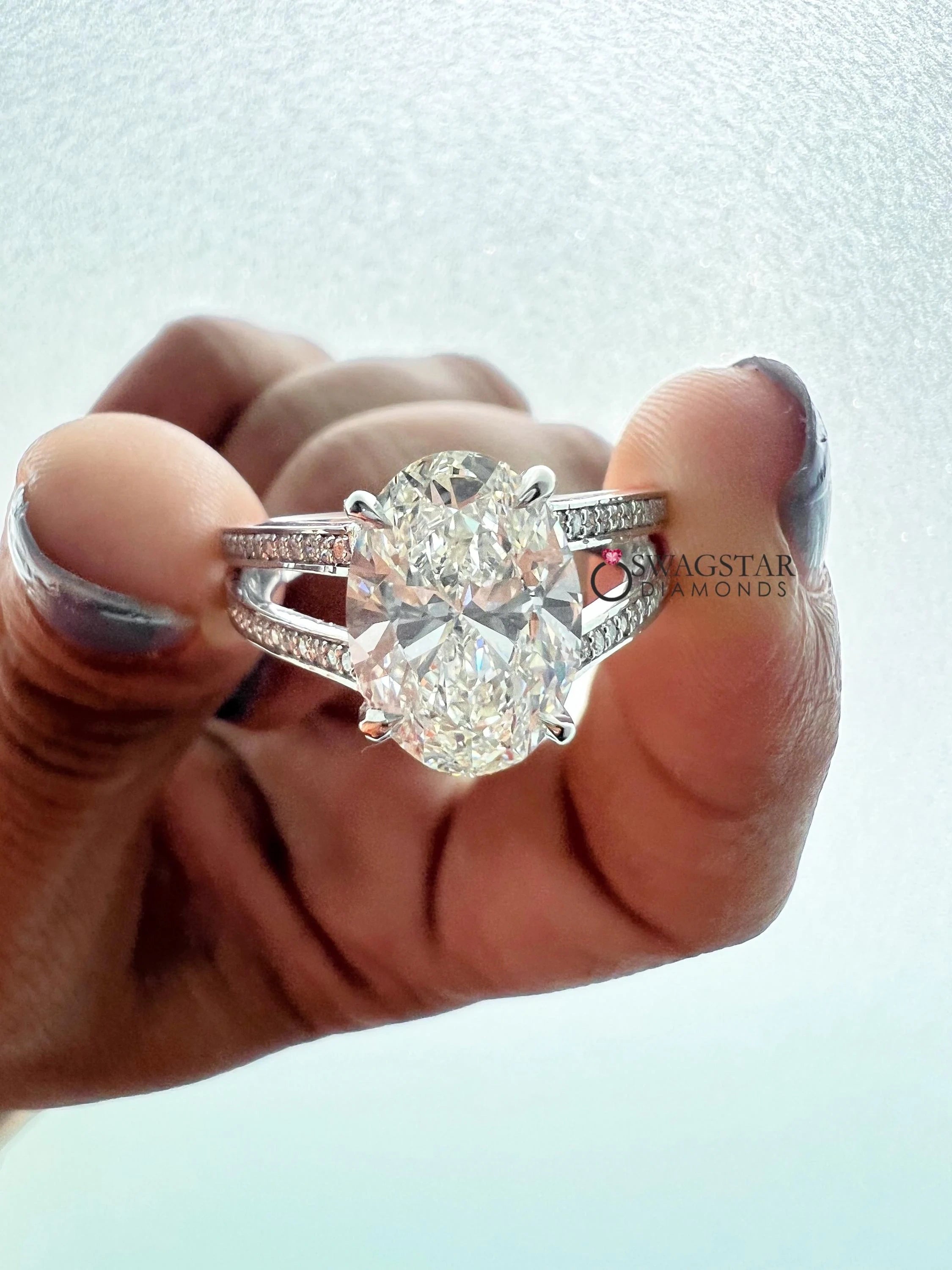 Oval Cut Unique Lab Diamond Ring