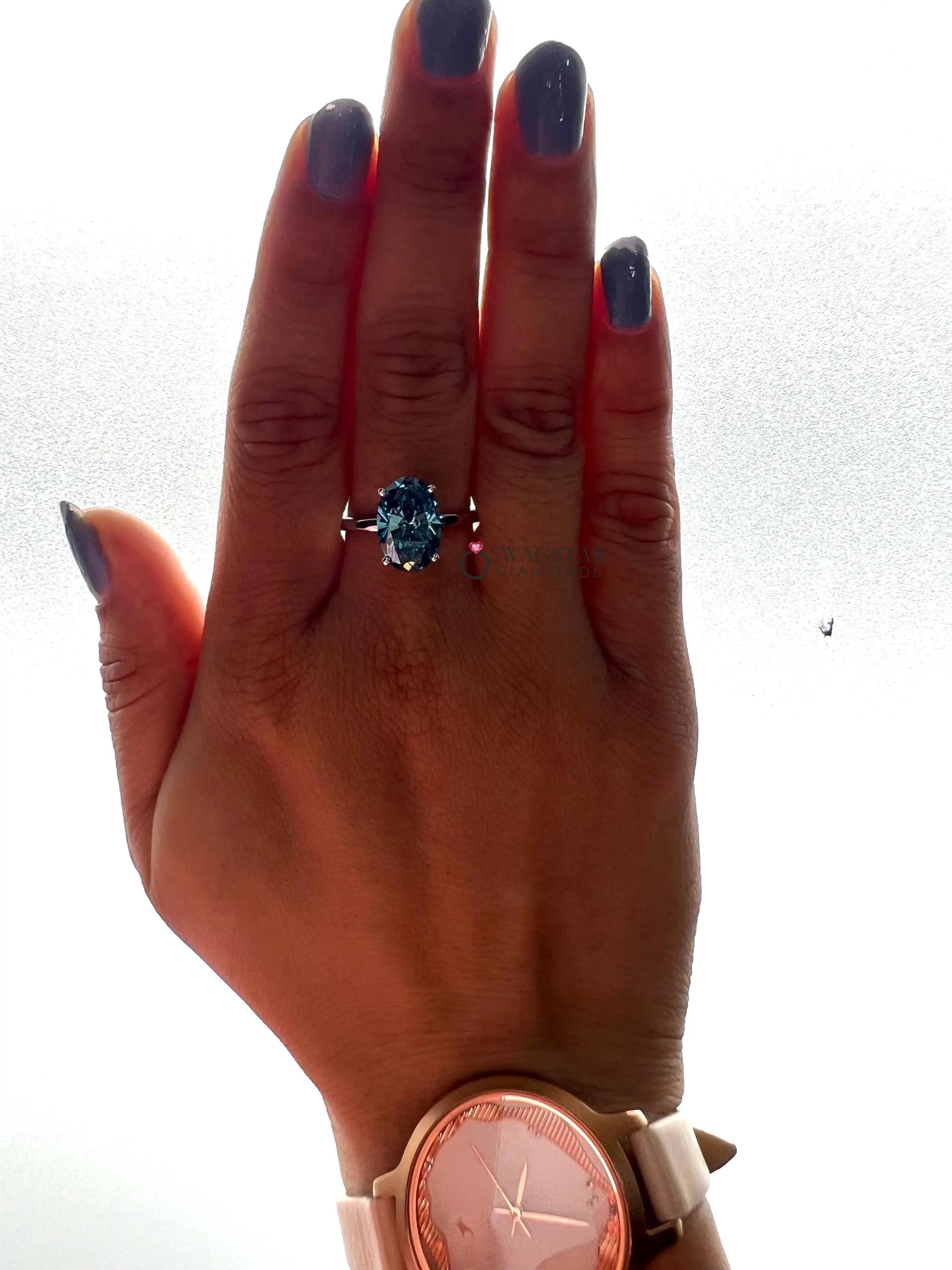 Oval Cut Vivid Blue Wedding Anniversary Gift for her