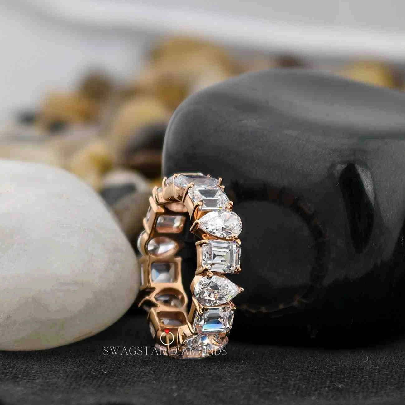 Pear And Emerald Cut Lab Created Eternity Band