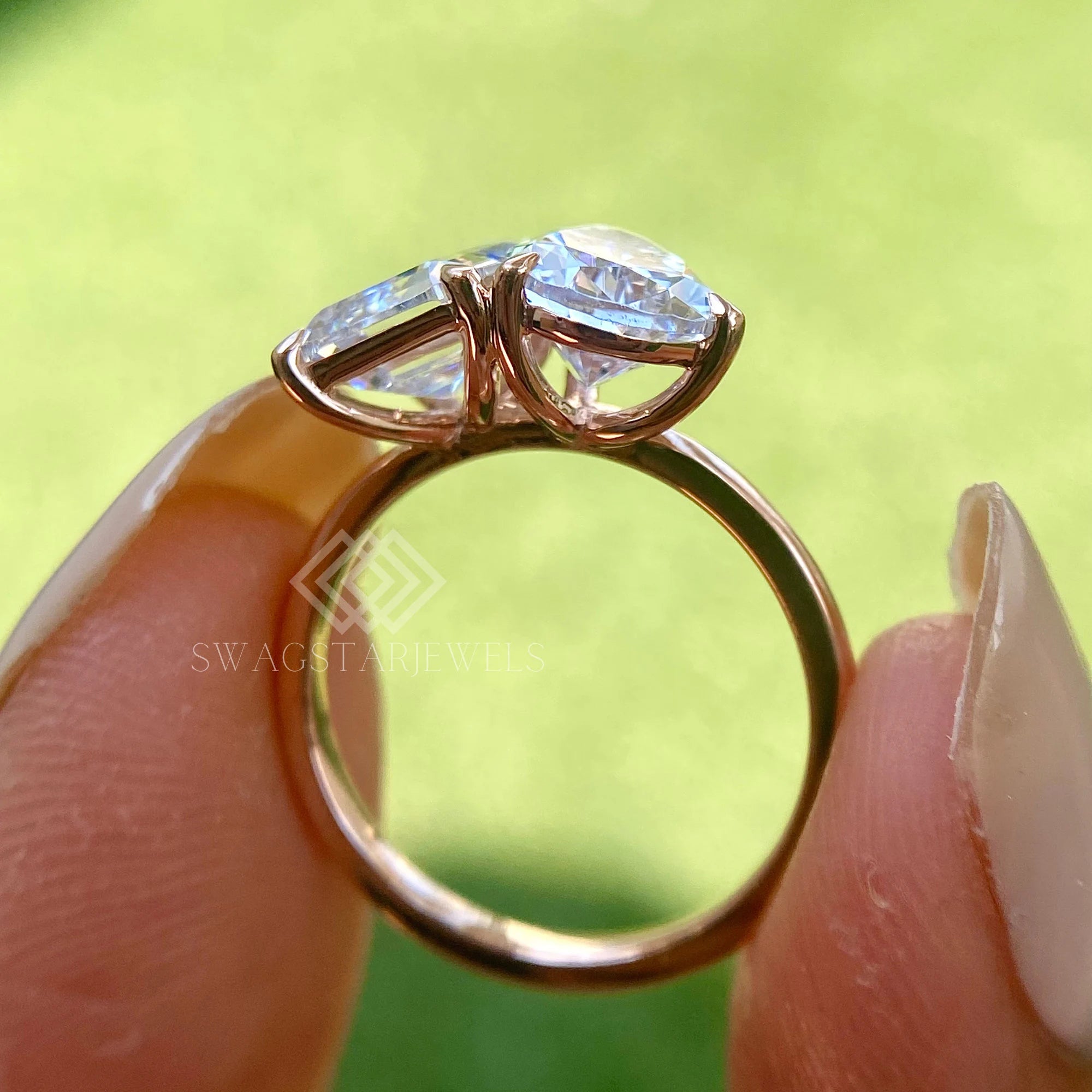 Pear And Emerald Toi Et Moi Lab Grown Diamond Ring