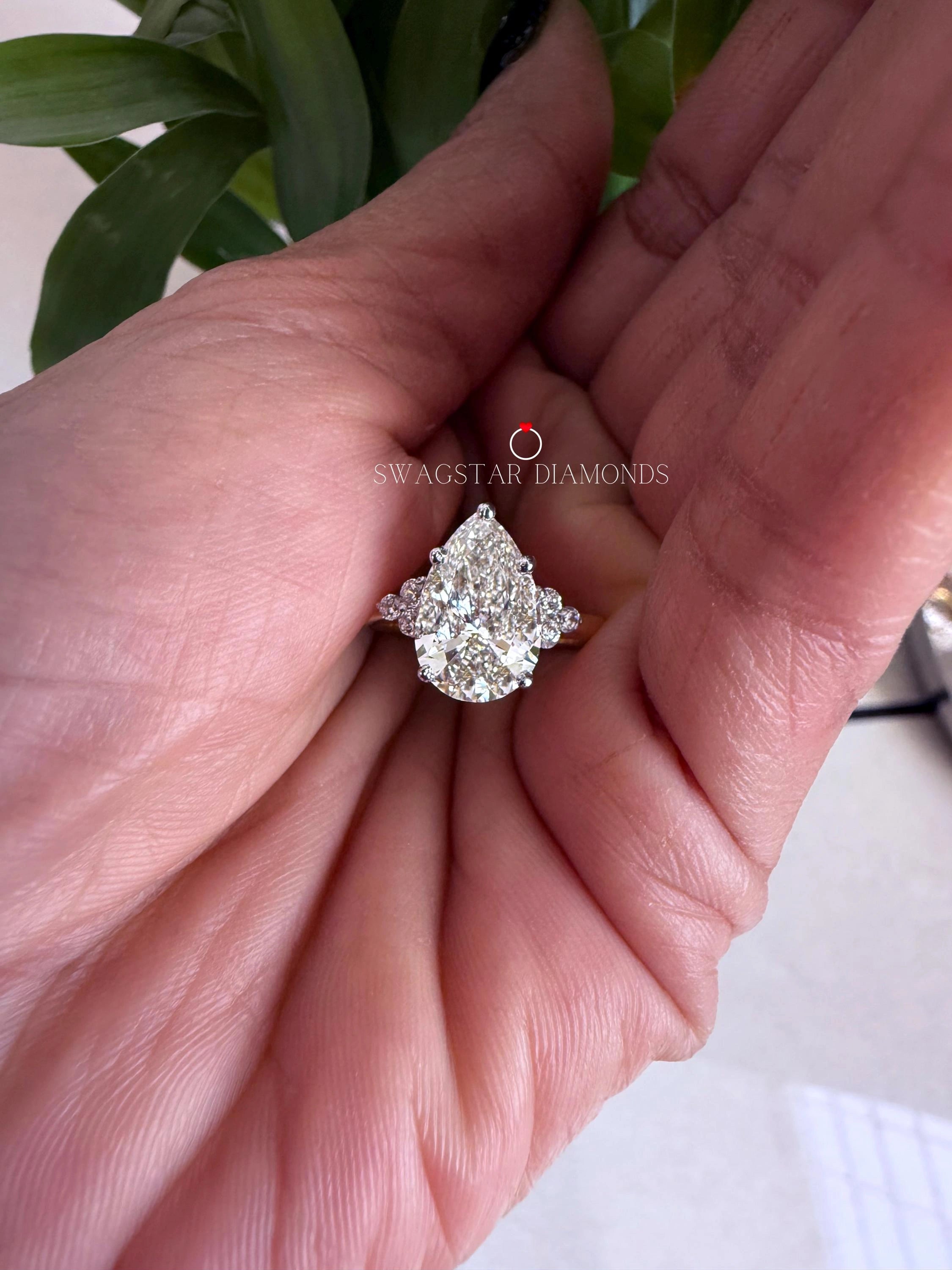 Pear And Round Cut Diamond Ring