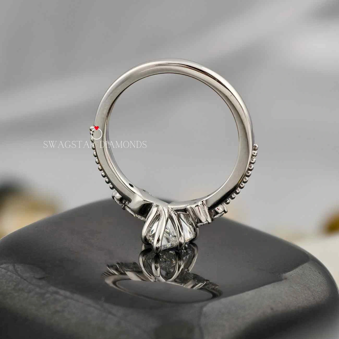 Pear Cut Art Deco Shank Ring
