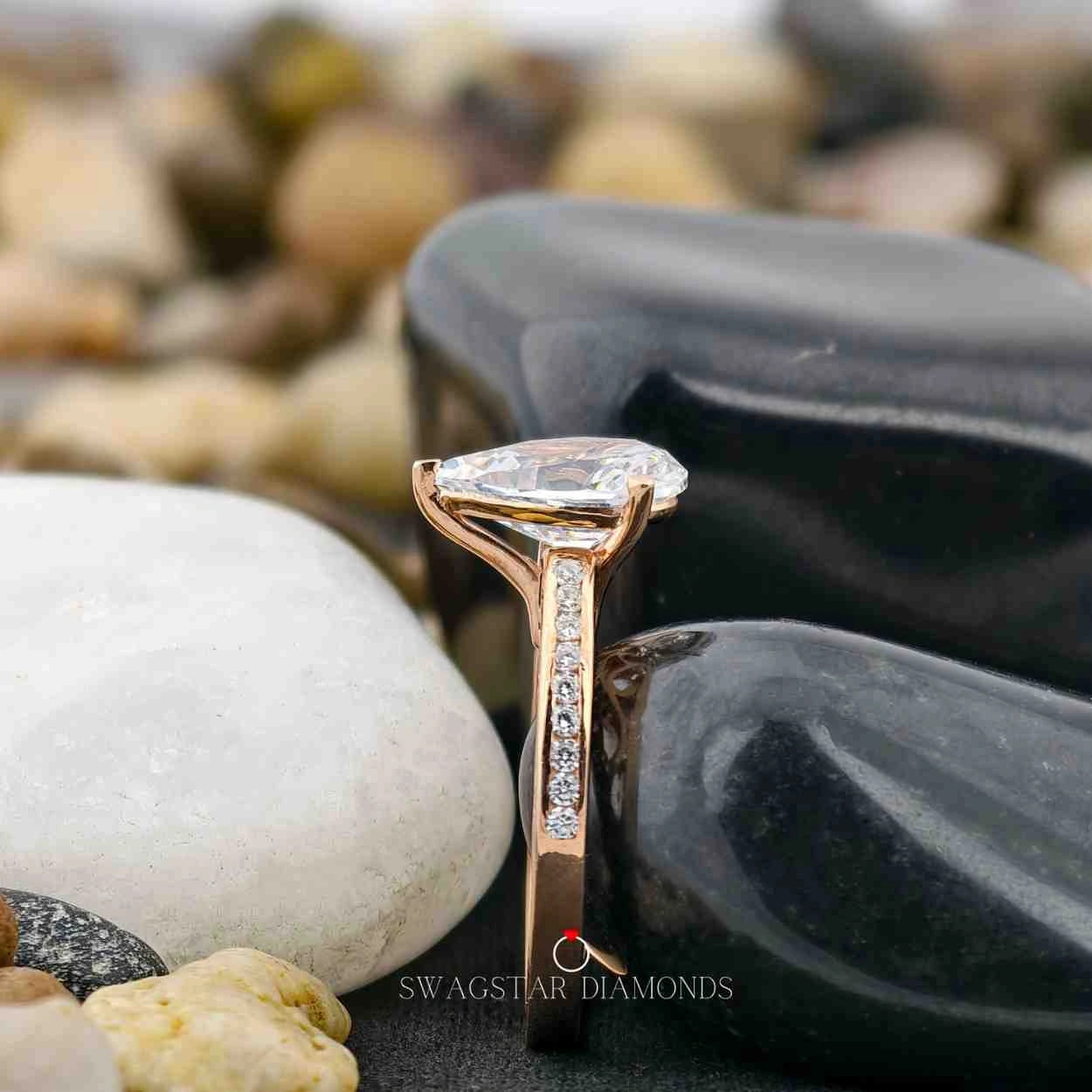 Pear Cut CVD Engagement Ring