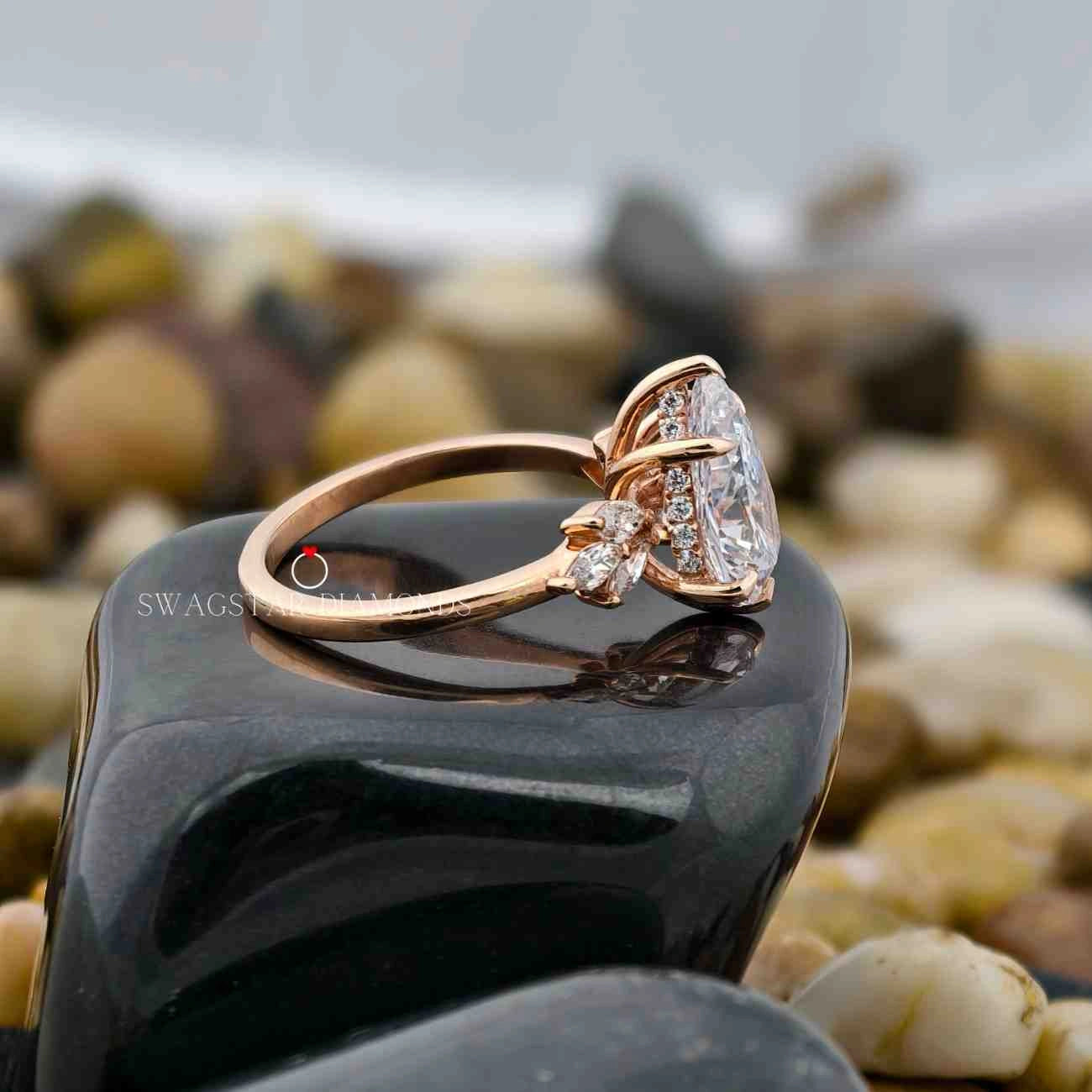 Pear Cut Cluster Engagement Ring