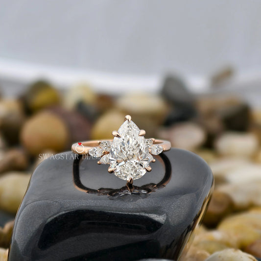 Pear Cut Cluster Ring For Wedding