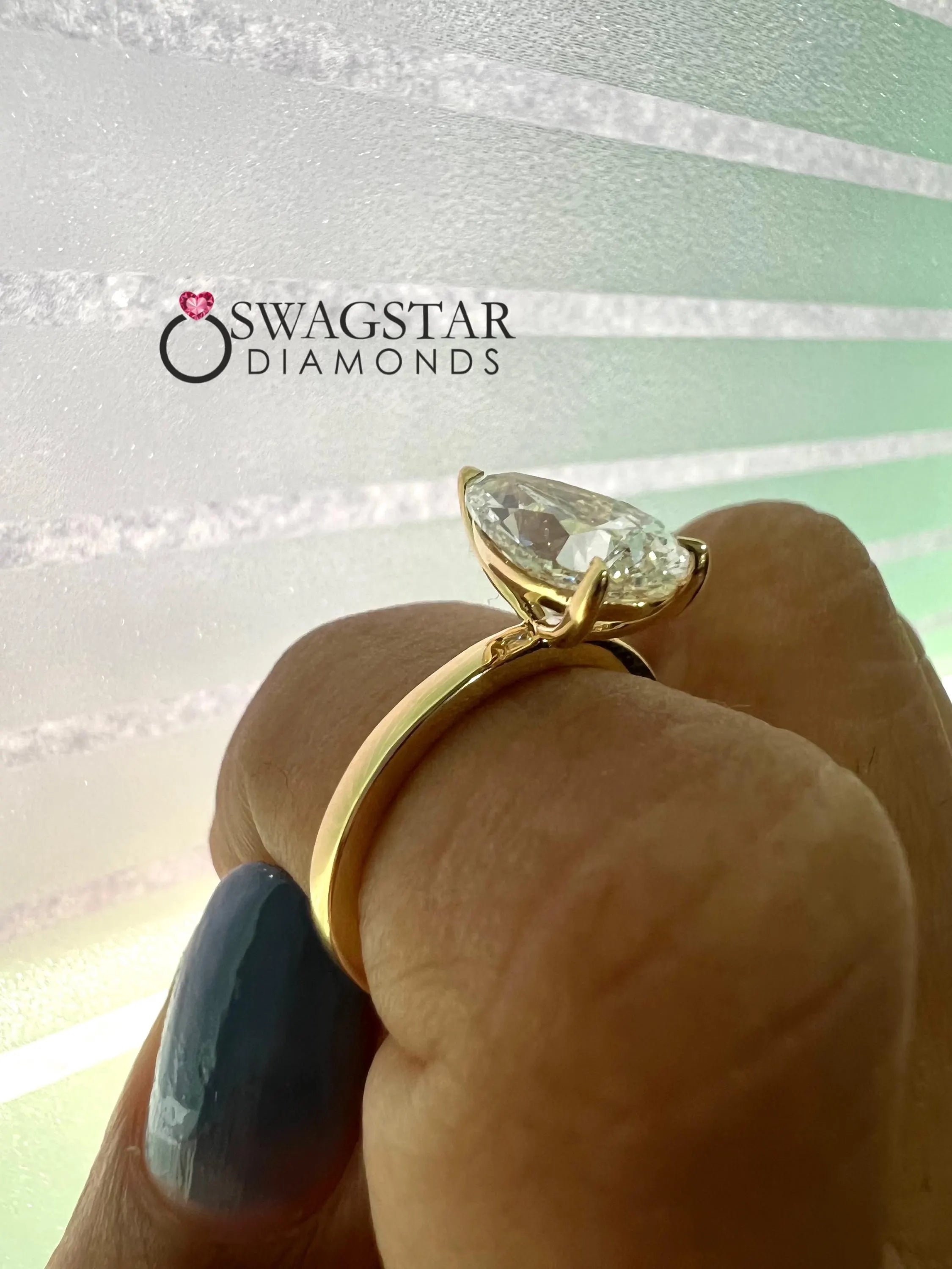 Pear Cut Diamond 14Kt Yellow Gold Ring