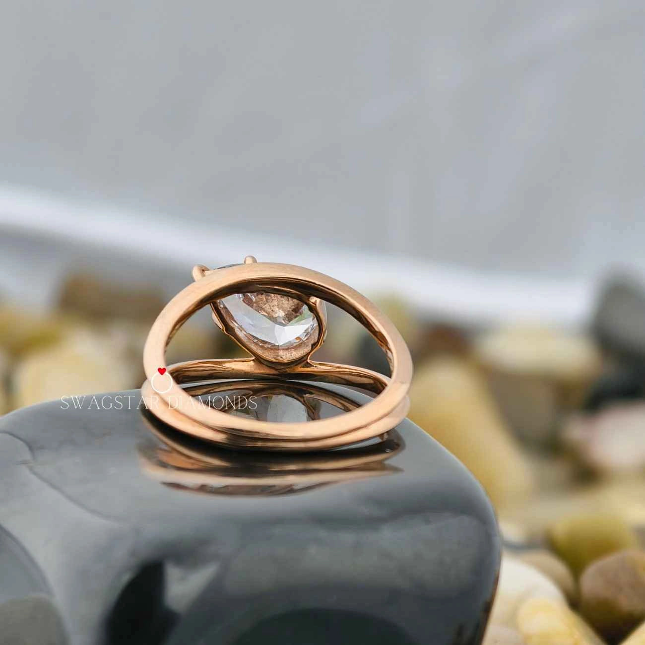 Pear Cut Double Shank Engagement Ring