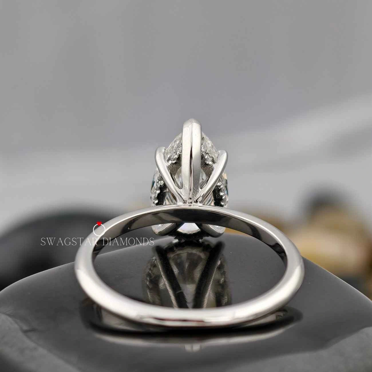 Pear Cut Hidden Halo Ring