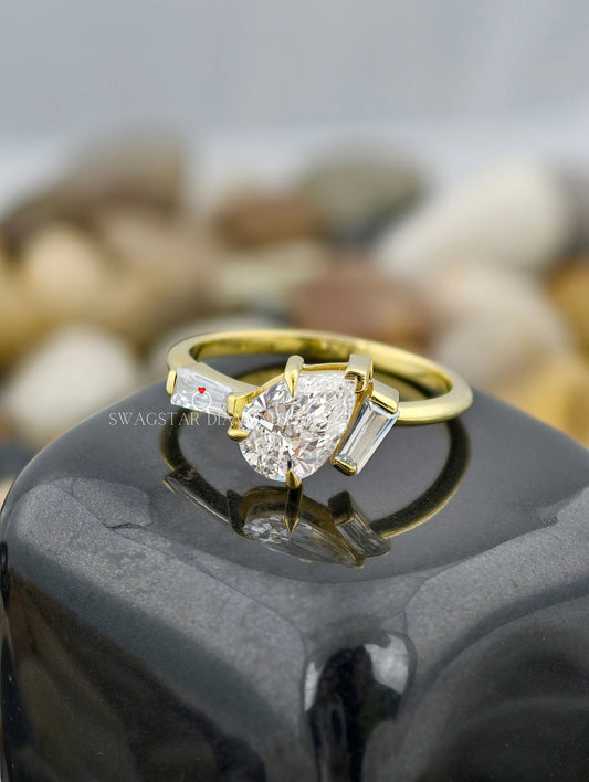 Pear Cut Lab CVD Diamond Ring