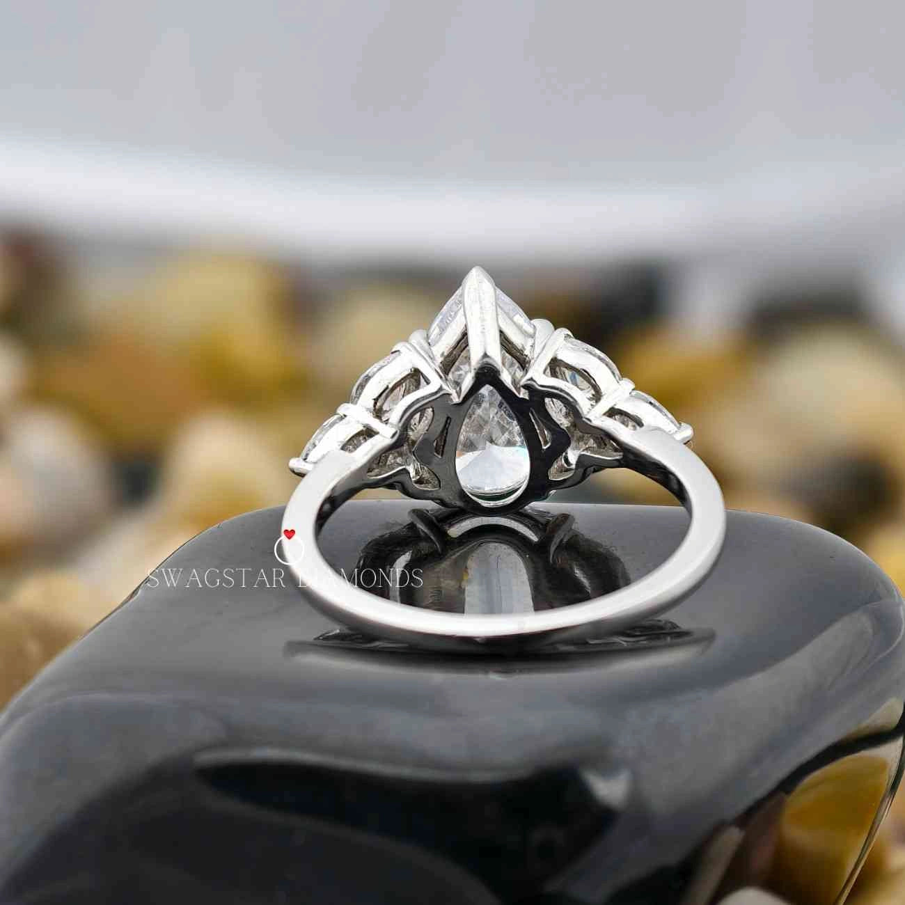 Pear Cut Lab Created Cluster Ring