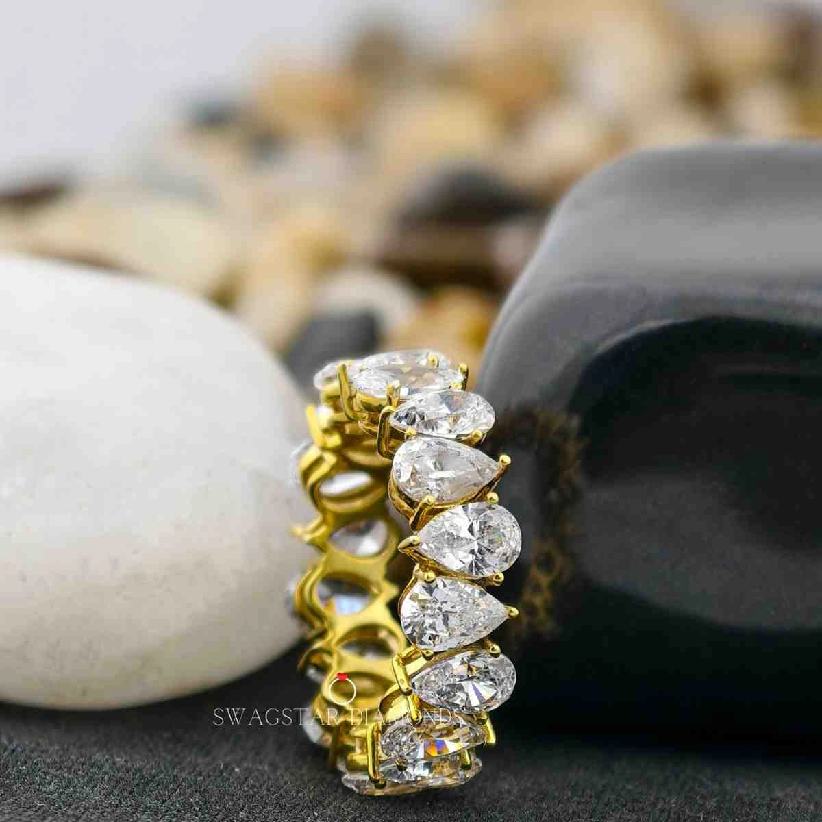 Pear Cut Lab Diamond Eternity Band Ring