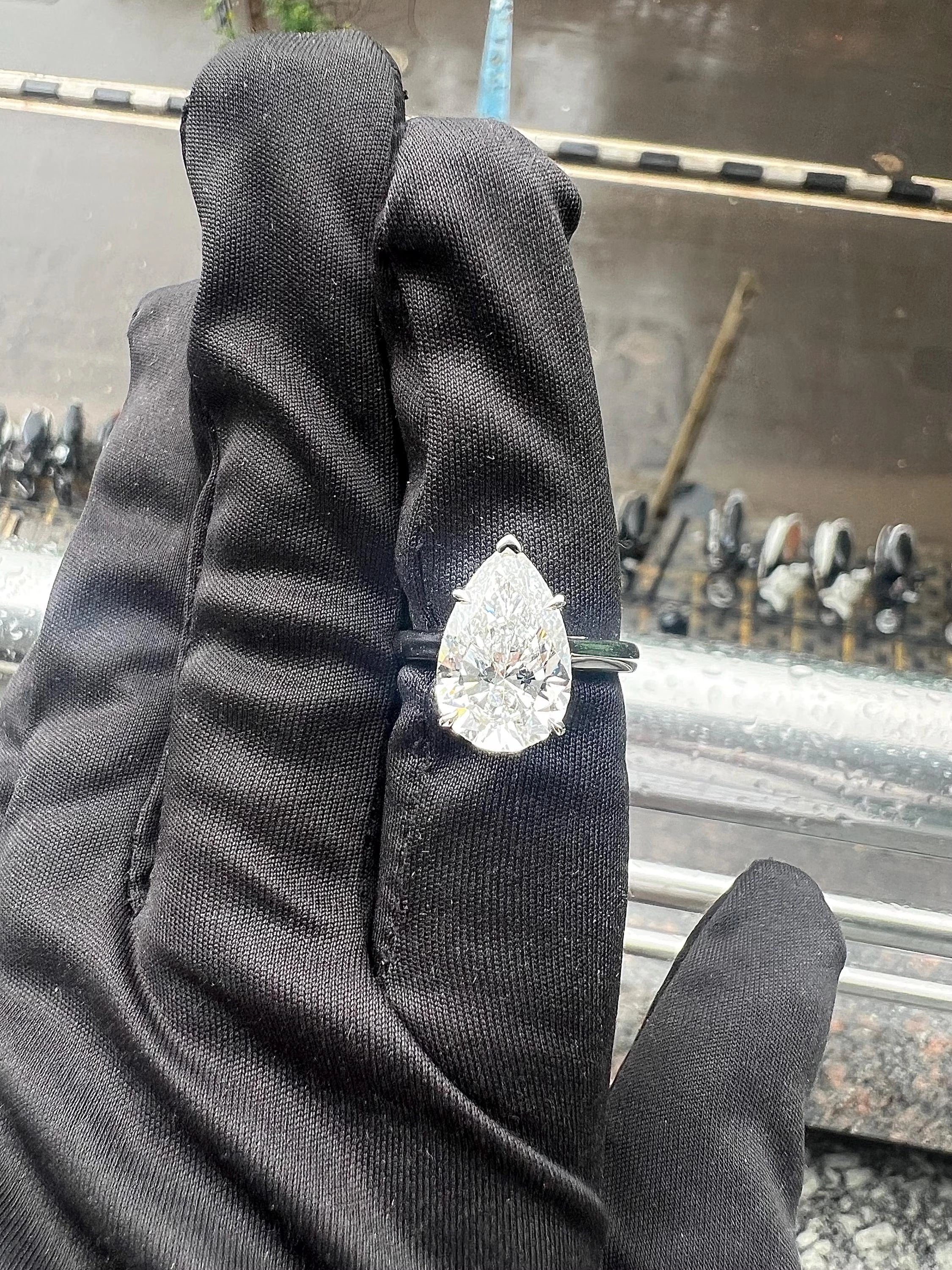 Pear Cut Lab Grown Diamond Solitaire Ring for Women