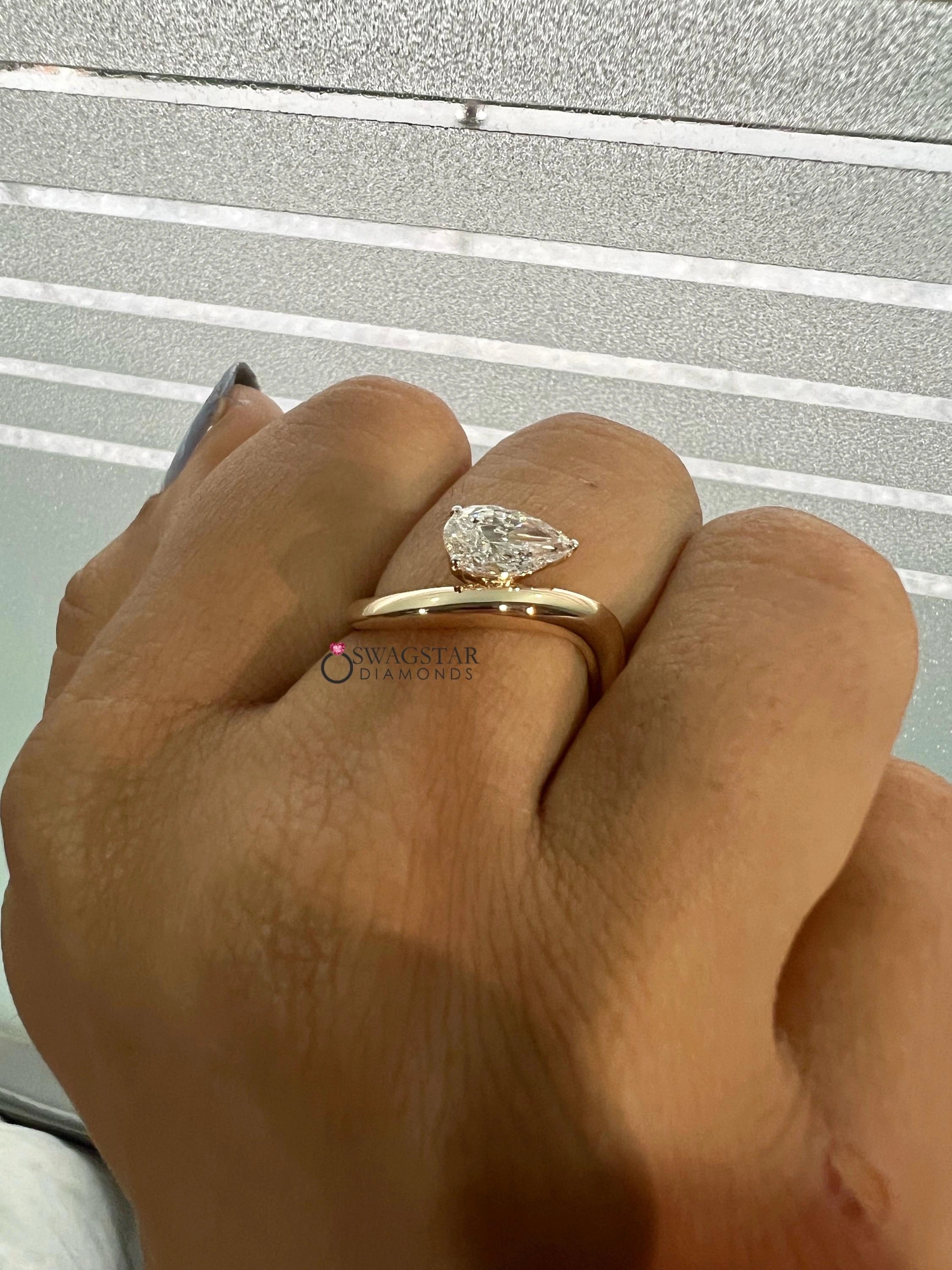 Pear Cut Lab Grown Diamond Teardrop Ring