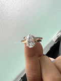 Pear Cut Matching Band Cvd Diamond Ring