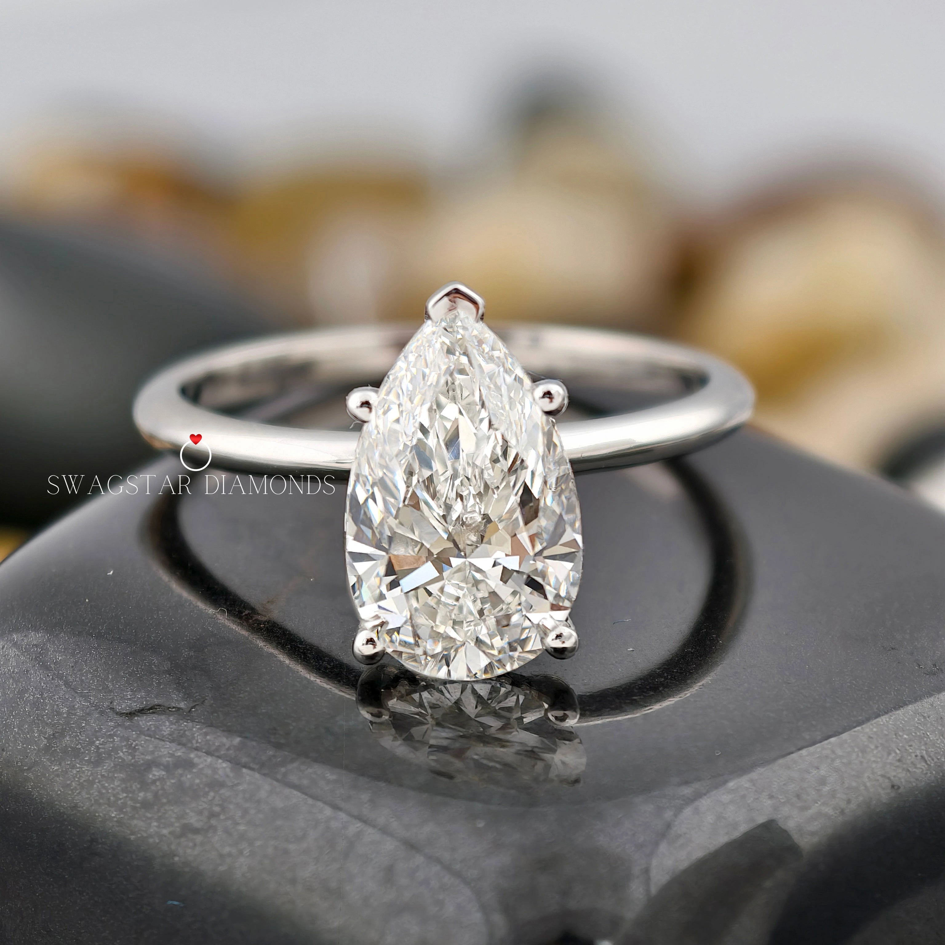 Pear Cut Solitaire Ring For Women