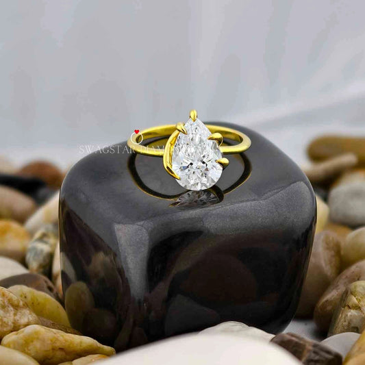 Pear Cut Solitaire Unique Style Ring