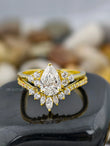Pear Cut V Shape Cluster Bridal Set Ring
