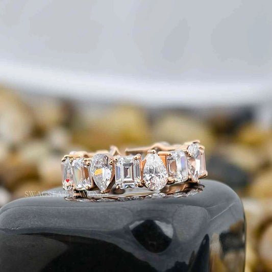 Pear & Emerald Cut Eternity Band