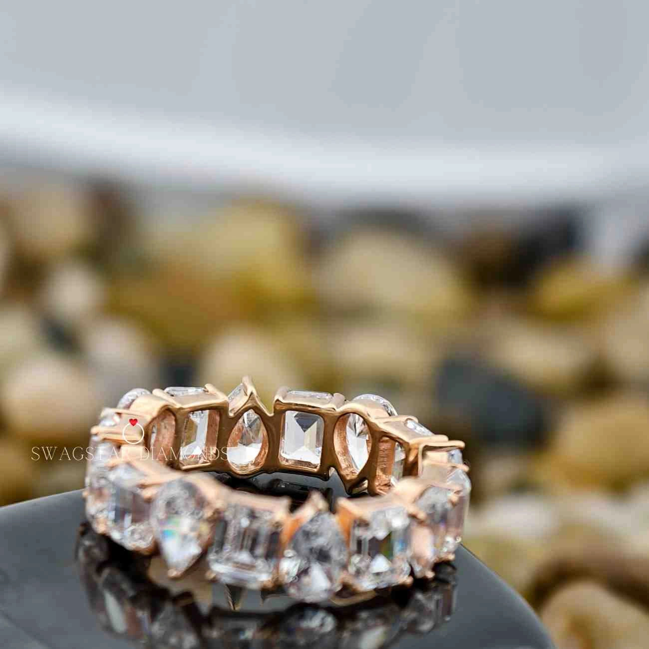 Pear & Emerald Cut Lab Created Eternity Band