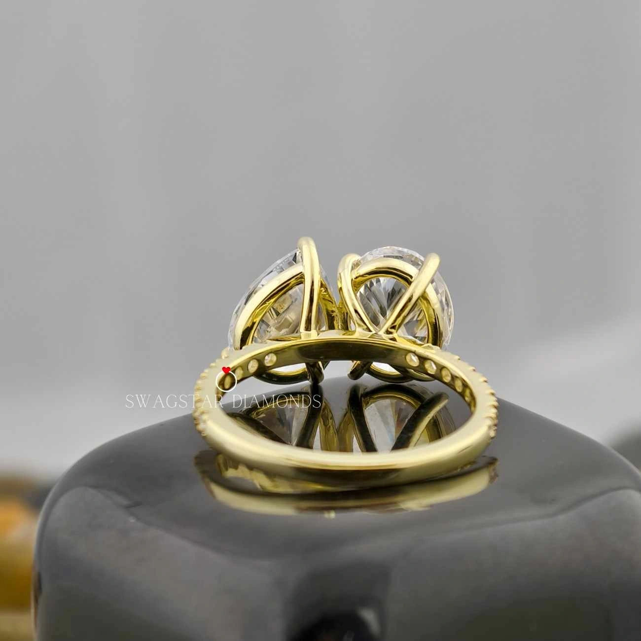 Pear & Oval Cut Moissanite Diamond Ring