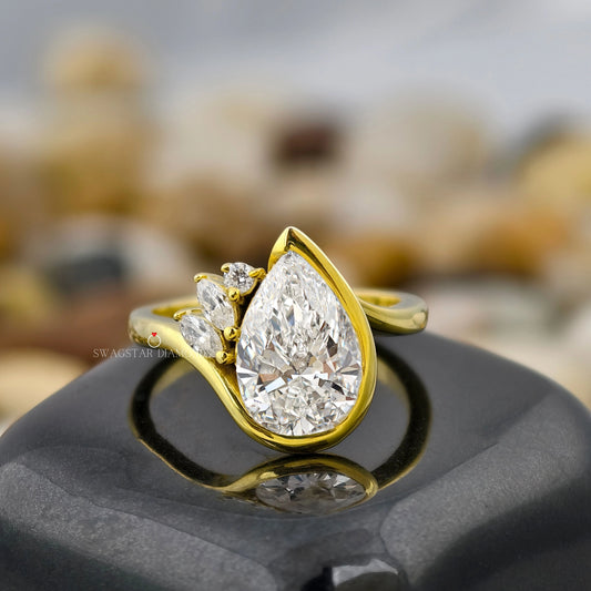 Pear Shaped Moissanite Engagement Ring