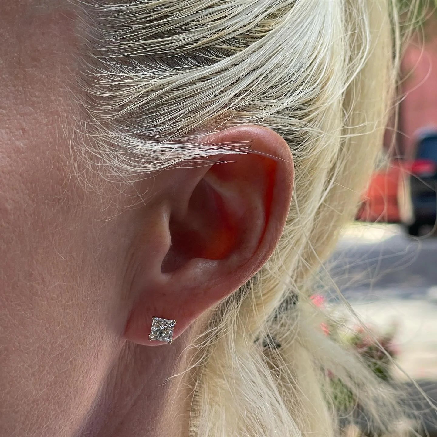 Princess Cut Diamond 14kt Gold Stud Earrings