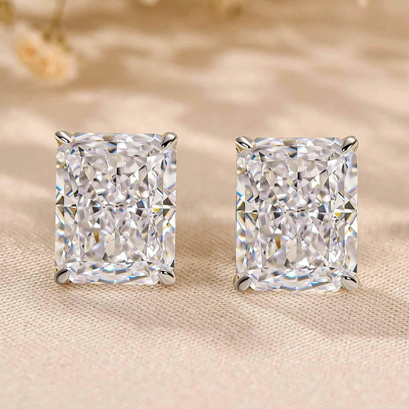Radiant Cut Stud Earrings.