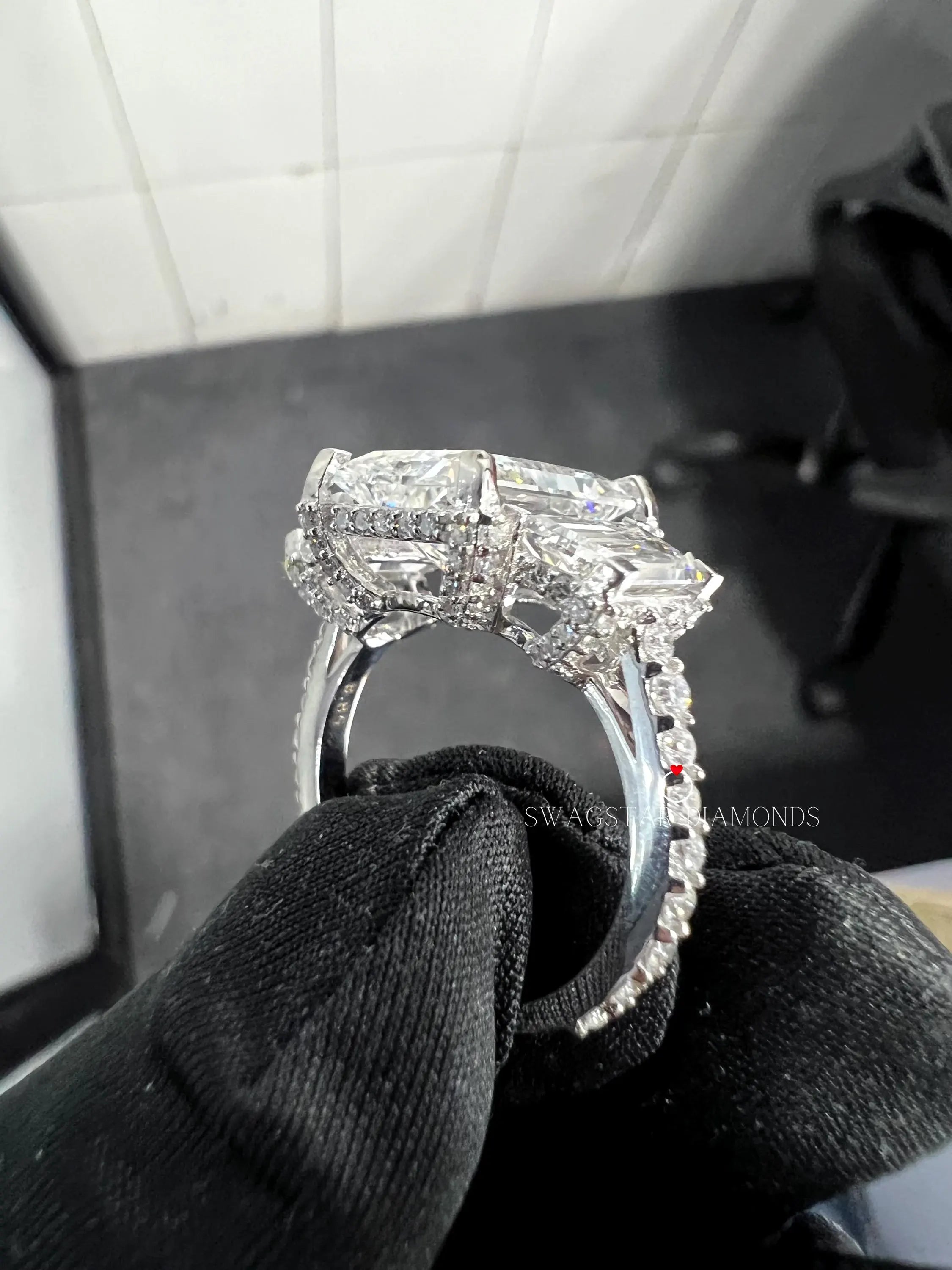 Radiant Trapezoid Cut Lab Diamond Wedding Ring