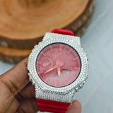 Red Rubber Belt Moissanite Watch